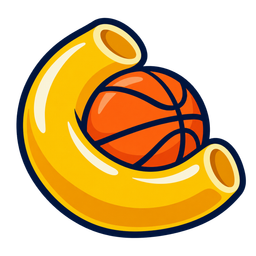 Macaroni noodle wrapped around a basketball